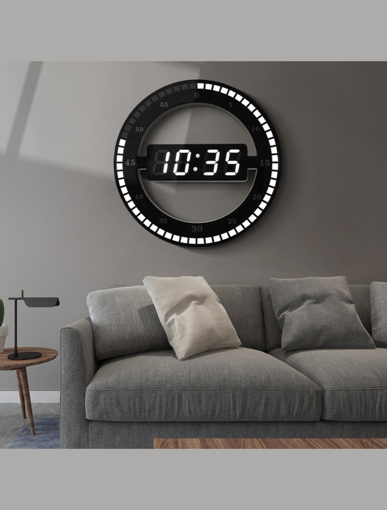 US/EU Plug 12 Inch LED Ring Wall Clock Automatic Photosensitive Digital Electronic Clock Office Bedroom Plastic Clock