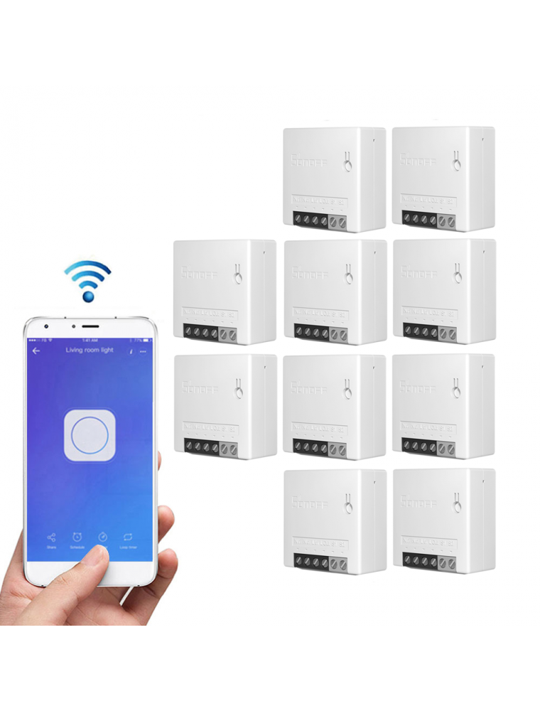 10pcs SONOFF MiniR2 Two Way Smart Switch 10A AC100-240V Works with Amazon Alexa Google Home Assistant Nest Supports DIY Mode All