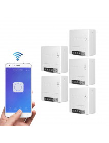 5pcs SONOFF MiniR2 Two Way Smart Switch 10A AC100-240V Works with Amazon Alexa Google Home Assistant Nest Supports DIY Mode Allo