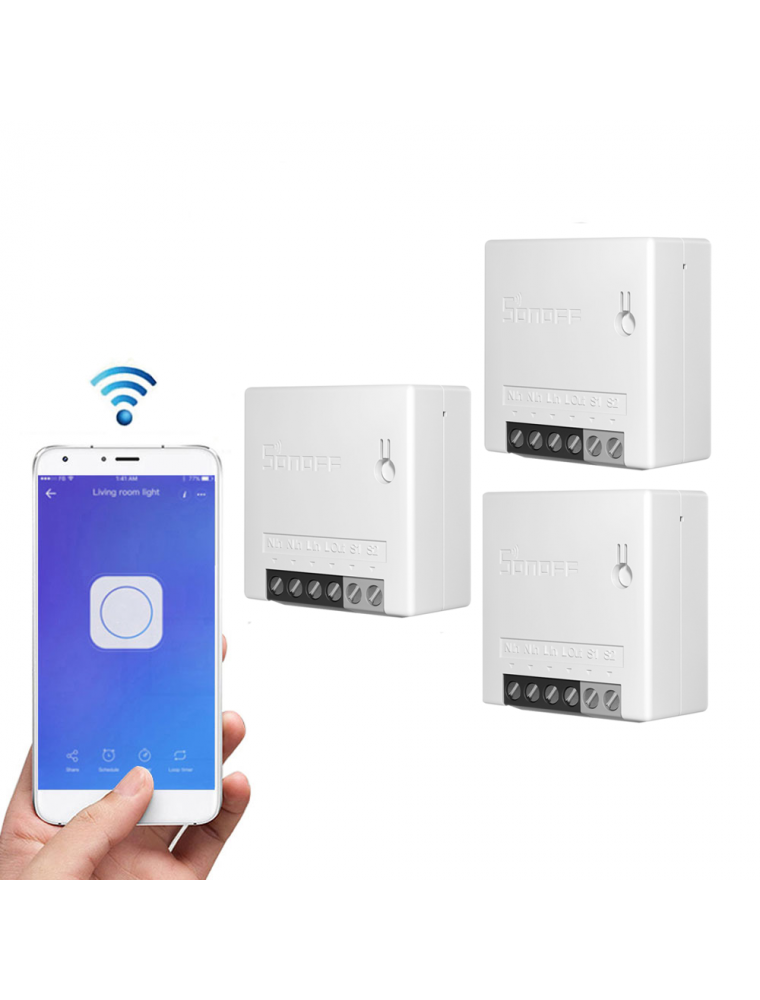 3pcs SONOFF MiniR2 Two Way Smart Switch 10A AC100-240V Works with Amazon Alexa Google Home Assistant Nest Supports DIY Mode Allo