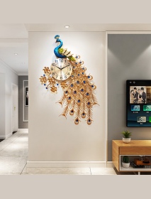 3D DIY Peacock Wall Clock Metal Modern Digital Home Office Bedroom Decoration
