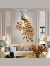 3D DIY Peacock Wall Clock Metal Modern Digital Home Office Bedroom Decoration