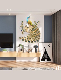 75CM Luxury 3D Peacock Diamond Large Wall Clock Modern Art Quartz Home Decoration
