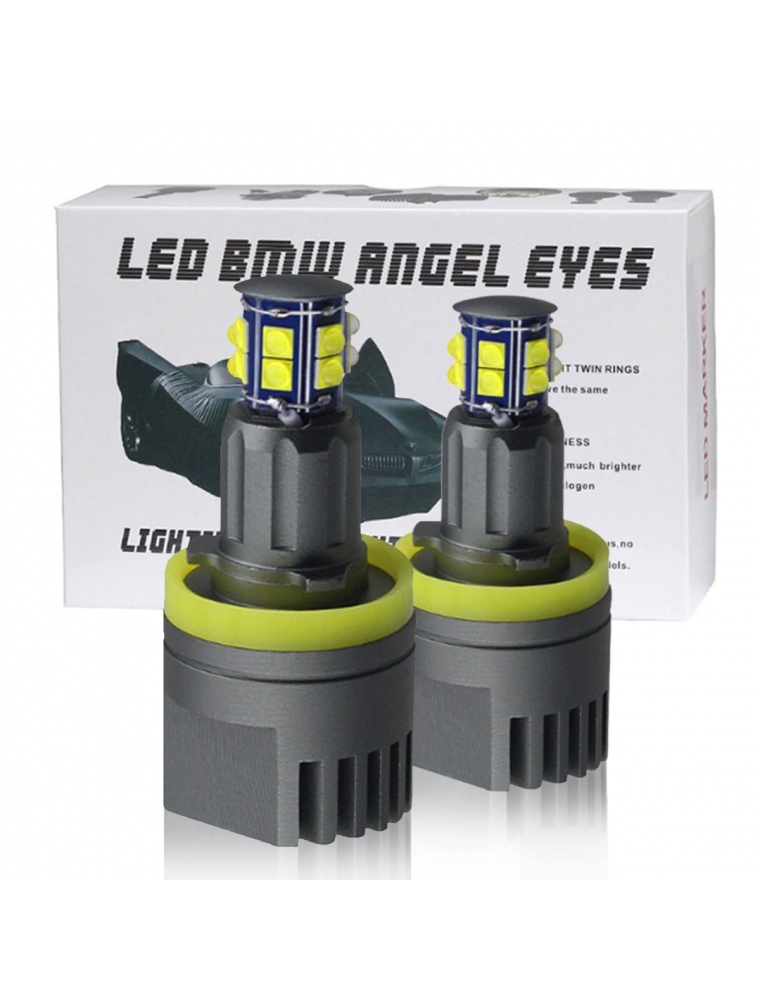 2Pcs Car LED Angel Eyes Lights H8 Headlights 1600LM 6500K With Connector For BMW