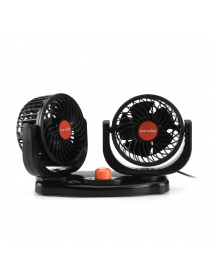12V/24V 360 Degree All-Round Mini Car Air Dual Fan Powered Auto Vehicle Cooling Summer Low Noise