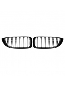 Pair Front Kidney Sport Grills Grille Glossy Black Double Line For BMW F32/F33/F36 4-Series 