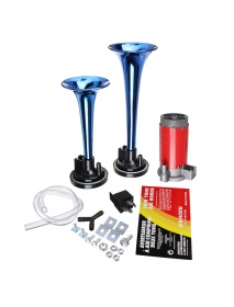 24V 178dB Blue Dual Tube Super Loud Air Horn Trumpet with Compressor For Car Truck Boat Train
