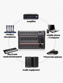 12 Channels Live Studio Audio Mixer Amplifier Professional USB Mixing Bluetooth