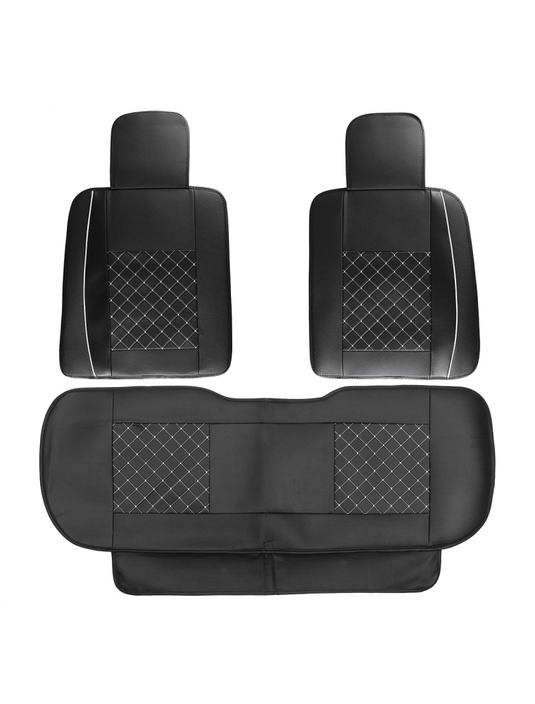 Universal Car SUV 5-Seats PU Leather Seat Cover Front Rear Cushion Rear Pillows