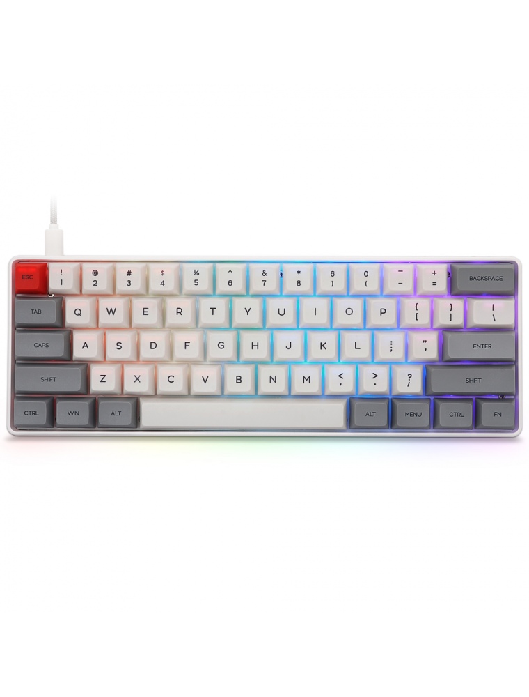 Geek Customized SK61 61 Keys Mechanical Keyboard NKRO Gateron Optical Axis Type-C Wired RGB Backlight White Case Gaming Keyboard