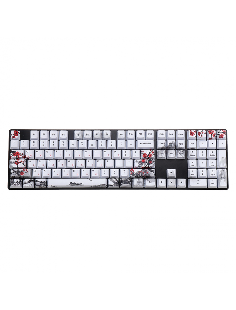 MechZone 110 Keys Plum Blossom Keycap Set OEM Profile PBT Sublimation Keycaps for Mechanical Keyboards