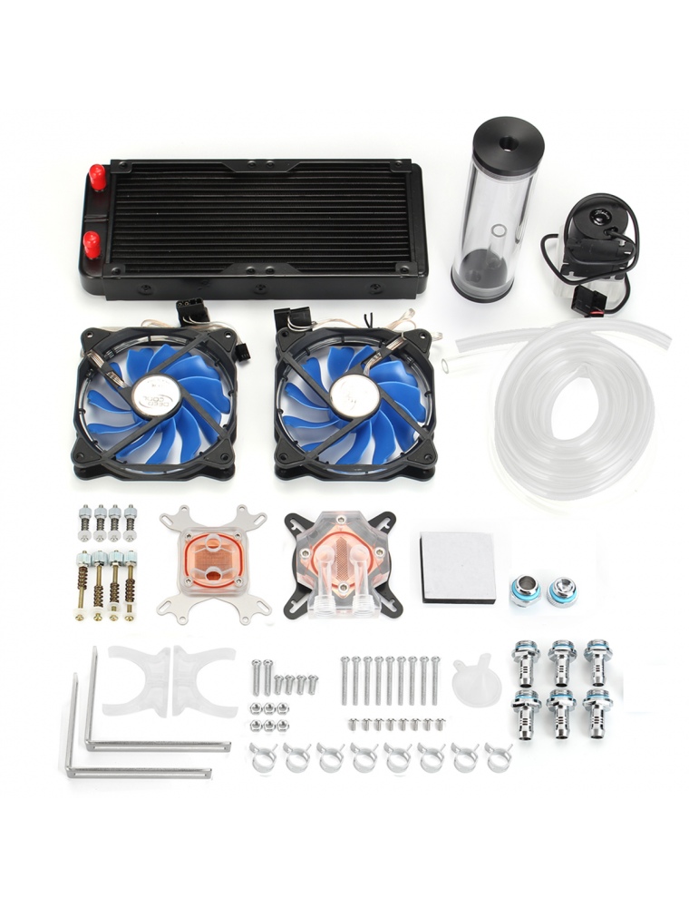 PC Water Cooling Kit 240mm Radiator Pump Reservoir CPU Block Rigid Tubes DIY