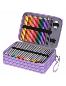 184 Slots Colored Pencil Case Large Capacity Soft and PU Leather Pencil Holder Organizer with Carrying Handle Not Included Pens