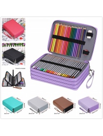 184 Slots Colored Pencil Case Large Capacity Soft and PU Leather Pencil Holder Organizer with Carrying Handle Not Included Pens