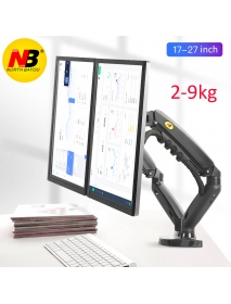 NB F160 Dual Ergonomic Design Monitor Laptop Stand gas spring 10"-27" Dual arms 360 Rotation Computer Screen Holder Clamp Hole F