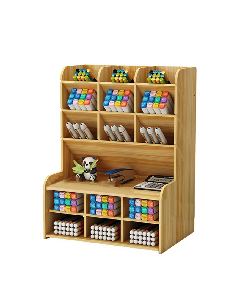 Wooden Pencil Pen Storage Box Tilting Desktop Stationary Holder Organizer Home Office Supplies Storage Rack
