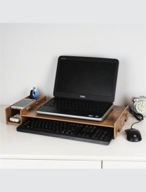 Wooden Laptop Stand Desktop Riser storage Drawer Organizer 2 Tiers  Computer Stand Ofiice Supply For Home Office
