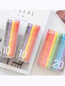 KACO PURE 20Pcs/lot Candy Color Gel Pens 0.5mm Multicolor Gel Ink Pens Press Type Writing Pen Stationery Office School Supplies