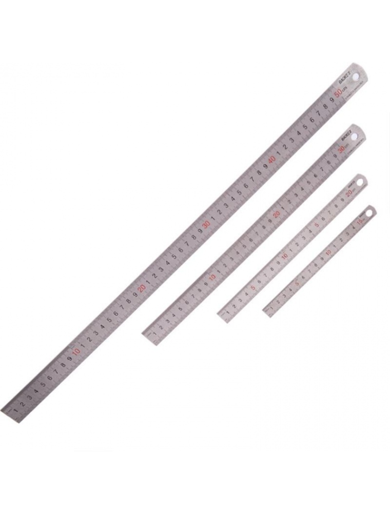 BAOKE 1Pcs 15cm/20cm/30cm/50cm Stainless Steel Straight Ruler Double Scale Student Rulers Painting Drawing Measuring Tool School
