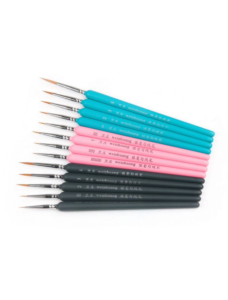 10 PCS 00000 Hook Line Pen Watercolor Soft Hair Painting Brush for Acrylic Painting
