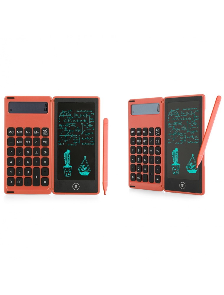 2Pcs Red Gideatech 12 Digits Display Desktop Calculator with 6 Inch LCD Writing Tablet Foldable Repeated Writing Digital Drawing