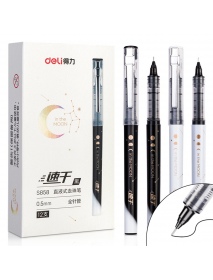 Deli 0.5mm Nib 3pcs Gel Pen Set Quick Dry Direct Liquid Large Capacity Business Signature Pen Stationery Office Supplies