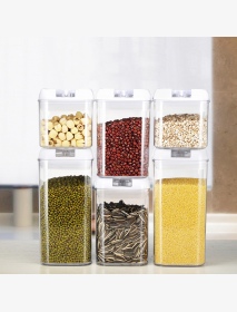 6pcs Airtight Refrigerator Food Container Storage with Lock Lids Plastic Transparent Multigrain Containers Storage Supplies