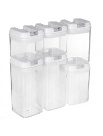 6pcs Airtight Refrigerator Food Container Storage with Lock Lids Plastic Transparent Multigrain Containers Storage Supplies