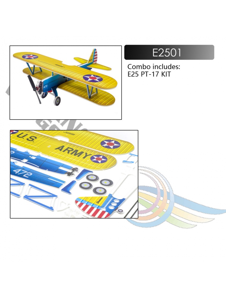 Dancing Wings Hobby E25 Stearman PT-17 Kaydet 450mm Wingspan PP Material RC Airplane Flying Wing KIT Compatible S-FHSS/Flysky/Fr