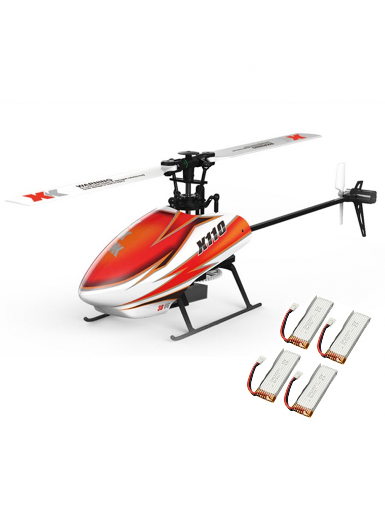XK K110 6CH Brushless 3D6G System RC Helicopter BNF With 4 Pcs Battery