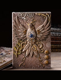 A5 Embossed Leather Travel Journals Vintage Handcraft Embossed Phoenix Antique Diary Notebook