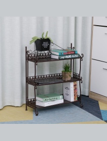 3 Tiers Folding Iron Kitchen Organizer Large Capacity Bathroom Bedroom Rack Freestanding Book Shelf for Home Office