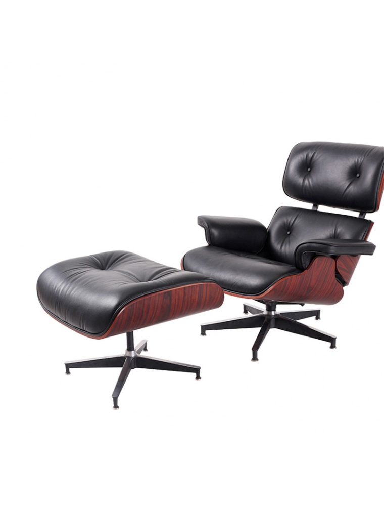 Real Leather Spin Lounge Chair with Footstool Unique Ergonomic Design  for Living Room Furniture