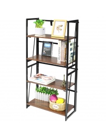 Douxlife® DL-BS01 Bookshelf 4 Tiers Foldable Large Space Storage Organizer MDF Stable Steel Frame For Home Office