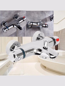 2 Handles Thermostatic Mixer Shower Control Valve Faucet Tap Wall Mounted
