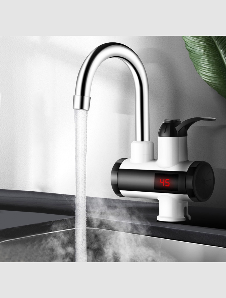 3000W Instant Electric Heating Faucet Cold&Hot Mixer Temperature Digital Display Bathroom Kitchen Single Handle Water Tap