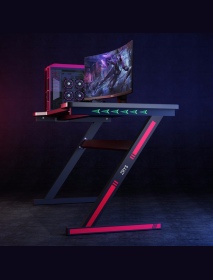 Z-Shaped Ergonomic Gaming Desk Computer Gaming Table RGB Desktop With Headphone Holder Home Computer Table