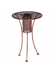 LED End Table Solar Garden Bistro Table Outdoor Silhouette Light Bronze Finish Warm White