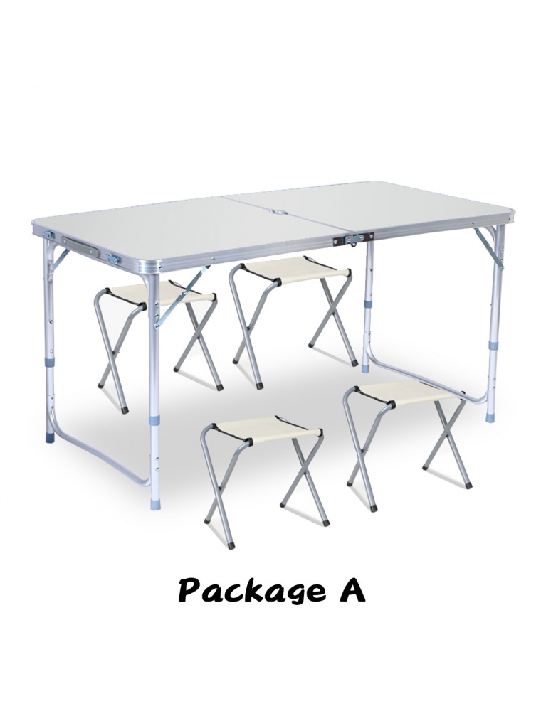 120x60cm Portable Aluminum Alloy Folding Table Chair Height Adjustable Indoor Outdoor BBQ Camping Picnic Table Kit