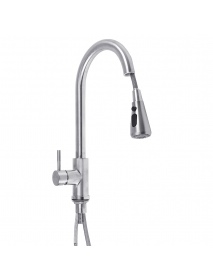 Kitchen Pull-Out Faucet Tap Mixer Spout Finish Brushed Swivel Spray 360° Swivel