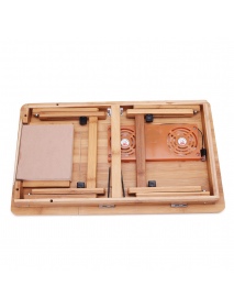 Portable Folding Lap Desk Bamboo Laptop Breakfast Tray Bed Table Stand Fan