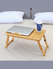 Adjustable Laptop Desk Large Bed Tray Tilting Top Foldable Table Multi-tasking Stand Breakfast Serving Bamboo Table