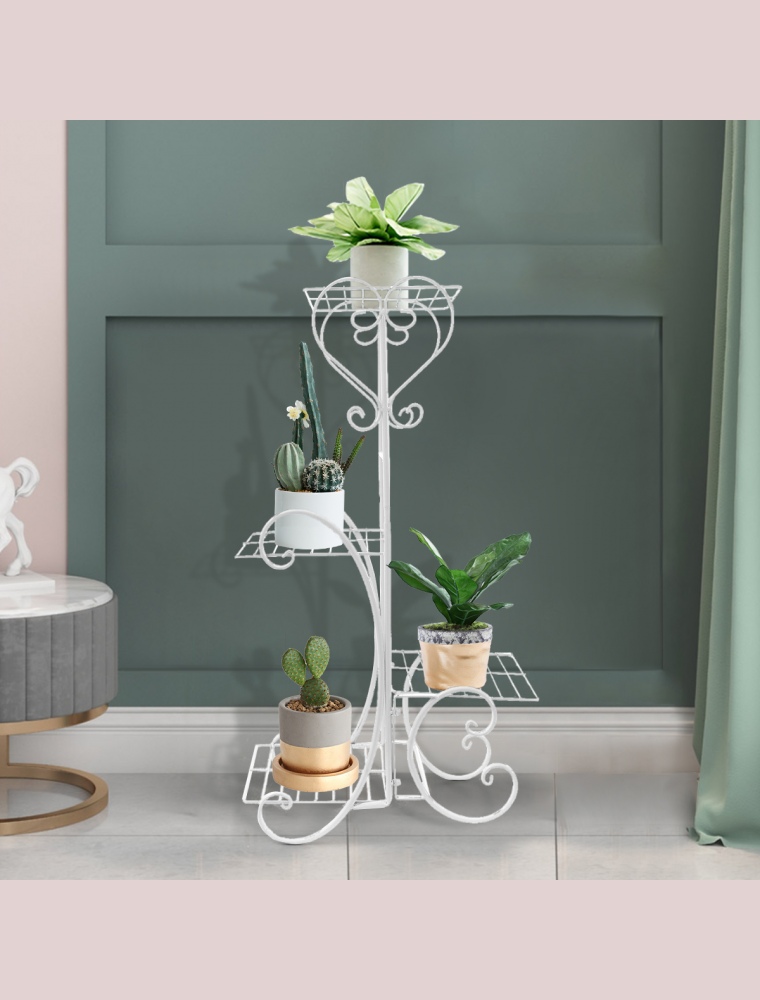 4 Tier Metal Shelves Flower Pot Plant Stand Plant Display Rack Holder Indoor Outdoor Home Garden Patio Decor