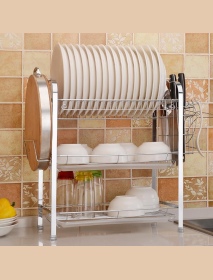 3 Layer Tier Chrome Alloy Dish Drainer Cutlery Holder Rack Drip Tray Kitchen Drain Shelf
