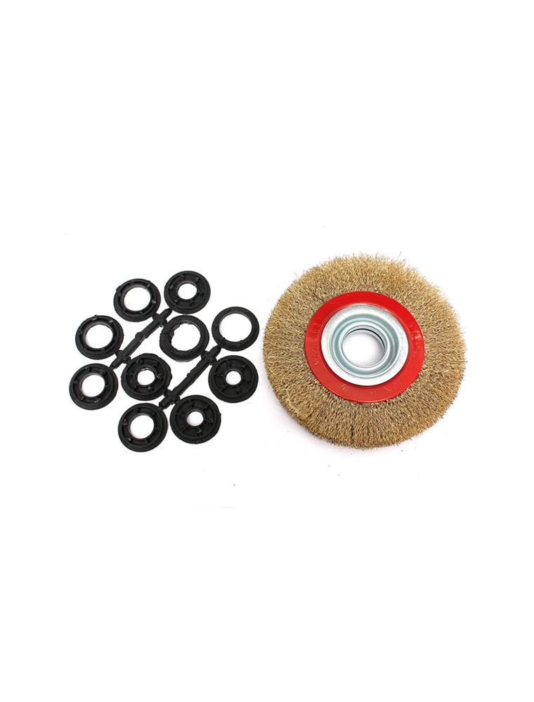6 Inch 150mm Steel Wire Wheel Brush And Adaptor Rings For Bench Grinder Clean Polish