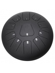 HLURU 12 Inch 11 Notes D Tone Steel Tongue Percussion Drum Handpan Instrument with Drum Mallets and Bag