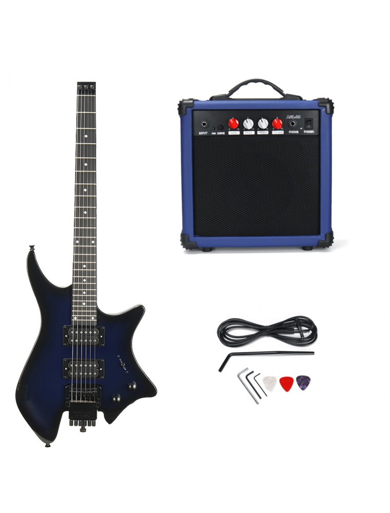 IRIN R-700 Headless Electric Guitar Set Dual Pickups Built-in String Lock Module with Speaker