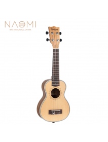 NAOMI 21 Inch Ukulele Solid Spruce Top Zebrawood Back Zebrawood Ukulele 4 String Hawaii Guitar Soprano Ukulele