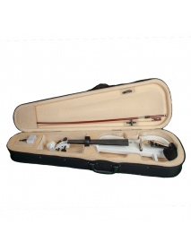NAOMI Full Size 4/4 Solid Wood Electronic Silent Violin with Ebony Fittings, Carrying Case, Audio Earphone, Cable, Bow