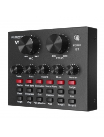 External Audio Mixer V8 Sound Card USB Interface with 6 Sound Modes Multiple Sound Effects